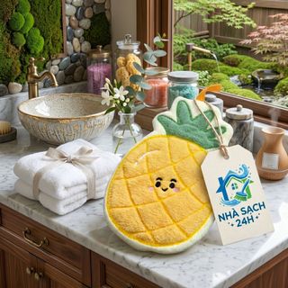 Khăn Lau Tay Kawaii Hình Quả Dứa – Khăn Treo Nhà Bếp Mềm Mịn Thấm Nước Siêu Cute
