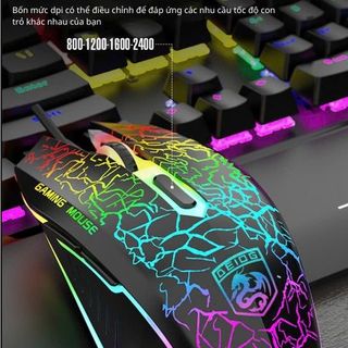 COMBO PHÍM CHUỘT CÓ DÂY CHÍNH HÃNG DEIOG DY-M115 LED RGB (TRẮNG) KÈM GIÁ ĐỠ CHỐNG MỎI