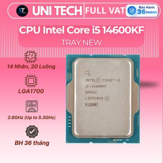 CPU Intel Core i5-14600KF Tray VAT | 14 Nhân 20 Luồng | Turbo Up To 5.3GHz | Socket LGA1700