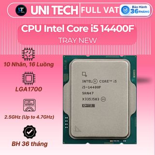 CPU Intel Core i5 14400F Tray VAT | LGA 1700, 10 nhân/16 luồng, Max 4.7 GHz