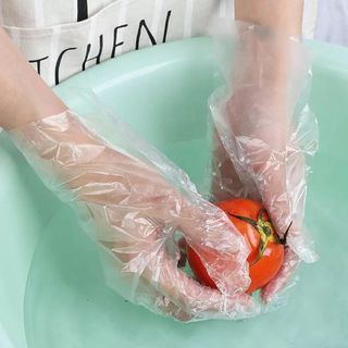 Găng tay Nilon loại dày dùng 1 lần Hannah Seyo chất liệu PE dai dễ sử dụng, an toàn - Hộp 50 chiếc