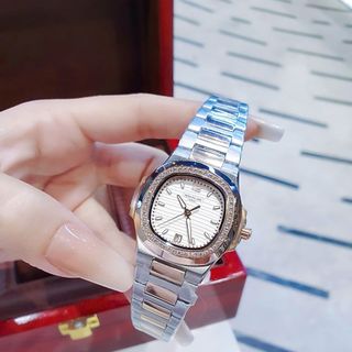 ĐỒNG HỒ NỮ CAO CẤP PATEC DÂY THÉP MẶT VUÔNG VIỀN ĐÁ