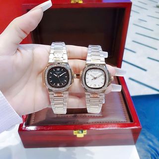 ĐỒNG HỒ NỮ CAO CẤP PATEC DÂY THÉP MẶT VUÔNG VIỀN ĐÁ