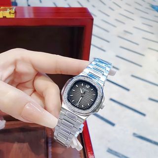 ĐỒNG HỒ NỮ CAO CẤP PATEC DÂY THÉP MẶT VUÔNG VIỀN ĐÁ