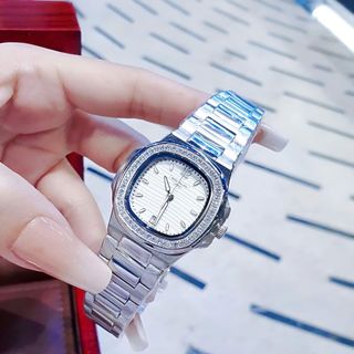 ĐỒNG HỒ NỮ CAO CẤP PATEC DÂY THÉP MẶT VUÔNG VIỀN ĐÁ