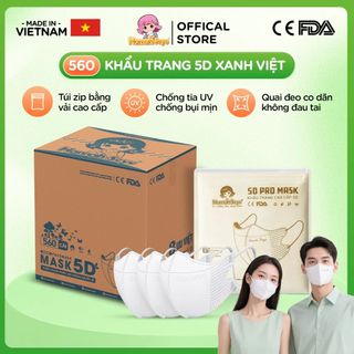 [Thùng 500/560 chiếc] Khẩu trang 5D chống tia UV, chống nắng, bụi mịn 3 lớp Hannah seyo
