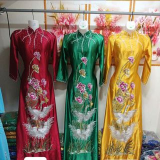 Áo Dài -Dự Tiệc Ngồi Sui Chất lụa Ruby Thiêu Ép Đá Lấp lánh đẹp sang