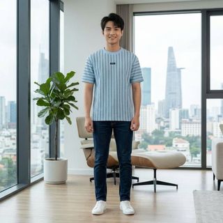 ÁO THUN UNISEX KẺ SỌC DORMAX NAM. Chất vải dệt cao cấp co giãn.