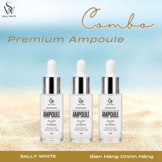 Combo 3 PREMIUM AMPOULE SALLY WHITE 15ml - Tinh chất căng bóng,hỗ trợ chống lão hóa và giảm thâm sạm