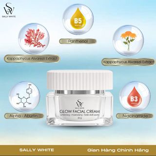 Combo 2 Kem dưỡng SALLY WHITE - GLOW FACIAL CREAM 20gr - Giúp trắng da căng bóng, giảm nám sạm