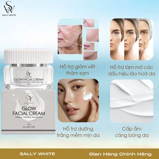 Kem dưỡng trắng SALLY WHITE - GLOW FACIAL CREAM 20g giúp làm mờ thâm sạm giảm nếp nhăn căng bóng