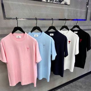 T-shirt Ami nam. Chất vải cotton 2c mềm mịn, định lượng 250gsm. Logo thêu.