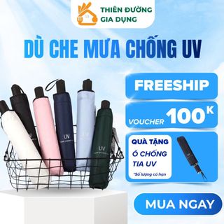 Dù Che Mưa Chống UV 2 Lớp Gấp Gọn, Ô Dù Tự Động Gấp Mở 2 Chiều, Chống Nắng Chất Lượng Cao