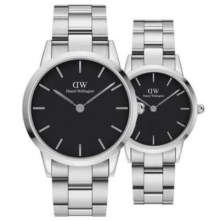 ĐỒNG HỒ NAM NỮ CAO CẤP D WELLINGTON ICONIC THÉP BẠC MẶT ĐEN FULLBOX