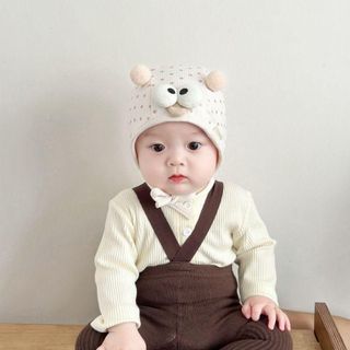 Mũ Tai Mèo Nơ Đỏ Cho Bé Gái – Mũ Bảo Vệ Tai Kèm Dây Buộc, Phong Cách Công Chúa Dễ Thương Cho Bé 3-24 Tháng AB84
