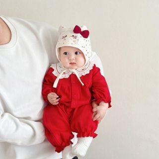 Mũ Tai Mèo Nơ Đỏ Cho Bé Gái – Mũ Bảo Vệ Tai Kèm Dây Buộc, Phong Cách Công Chúa Dễ Thương Cho Bé 3-24 Tháng AB84