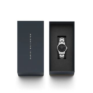 ĐỒNG HỒ NAM NỮ CAO CẤP D WELLINGTON ICONIC THÉP BẠC MẶT ĐEN FULLBOX