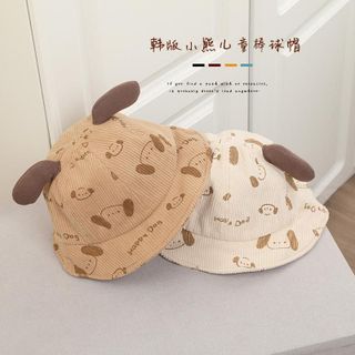 Mũ Tai Cún Cho Bé, Mũ Bucket Nhung Gân Họa Tiết Chó Con Dễ Thương, Mũ Chống Nắng Che Mặt Cho Bé Trai Bé Gái AB80