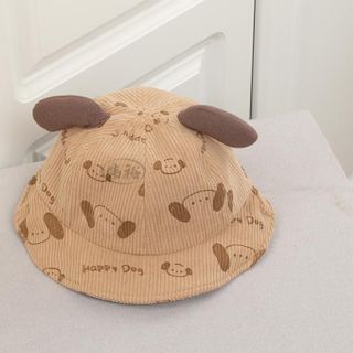 Mũ Tai Cún Cho Bé, Mũ Bucket Nhung Gân Họa Tiết Chó Con Dễ Thương, Mũ Chống Nắng Che Mặt Cho Bé Trai Bé Gái AB80