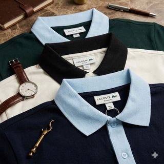 Polo cá sấu phối cổ nam.  Chất cá sấu cotton 2C mềm, mịn.