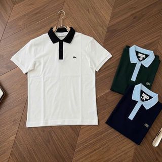 Polo cá sấu phối cổ nam.  Chất cá sấu cotton 2C mềm, mịn.