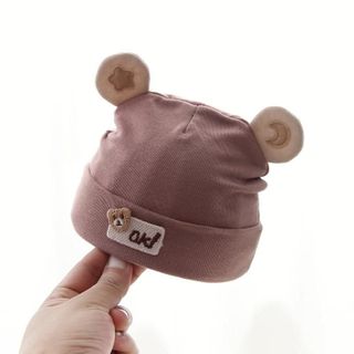 Mũ Tai Gấu Cho Bé Sơ Sinh, Mũ Cotton Co Giãn Mềm Mại, Mũ Beanie Giữ Ấm Đầu Cho Bé Trai Bé Gái 0-24 Tháng AB79