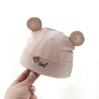 Mũ Tai Gấu Cho Bé Sơ Sinh, Mũ Cotton Co Giãn Mềm Mại, Mũ Beanie Giữ Ấm Đầu Cho Bé Trai Bé Gái 0-24 Tháng AB79