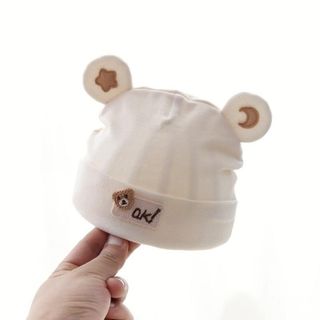 Mũ Tai Gấu Cho Bé Sơ Sinh, Mũ Cotton Co Giãn Mềm Mại, Mũ Beanie Giữ Ấm Đầu Cho Bé Trai Bé Gái 0-24 Tháng AB79