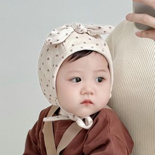 Mũ Nơ Chấm Bi Cho Bé Sơ Sinh 0-12 Tháng – Vải Cotton Mềm Mại, Có Dây Buộc, Phong Cách Hàn Quốc Dễ Thương  AB77