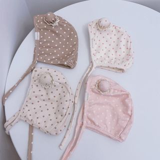 Mũ Tai Gấu Chấm Bi Cho Bé Sơ Sinh 0-24 Tháng – Vải Cotton Mềm Mại, Có Dây Buộc, Phong Cách Hàn Quốc Dễ Thương AB76