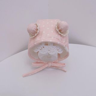 Mũ Tai Gấu Chấm Bi Cho Bé Sơ Sinh 0-24 Tháng – Vải Cotton Mềm Mại, Có Dây Buộc, Phong Cách Hàn Quốc Dễ Thương AB76