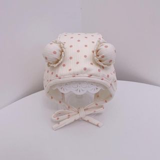 Mũ Tai Gấu Chấm Bi Cho Bé Sơ Sinh 0-24 Tháng – Vải Cotton Mềm Mại, Có Dây Buộc, Phong Cách Hàn Quốc Dễ Thương AB76