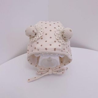 Mũ Tai Gấu Chấm Bi Cho Bé Sơ Sinh 0-24 Tháng – Vải Cotton Mềm Mại, Có Dây Buộc, Phong Cách Hàn Quốc Dễ Thương AB76