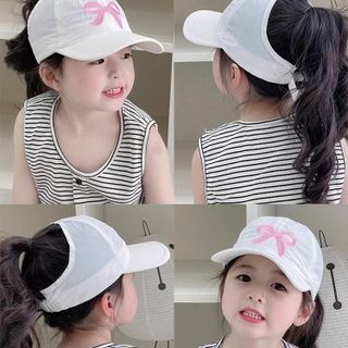 Mũ lưỡi trai cho bé, Mũ nón nửa đầu THÊU NƠ xinh chất thoáng mát phù hợp cho bé