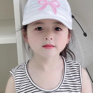 Mũ lưỡi trai cho bé, Mũ nón nửa đầu THÊU NƠ xinh chất thoáng mát phù hợp cho bé
