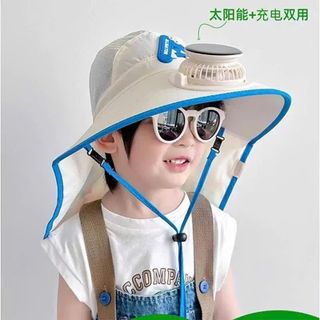 Mũ Che Nắng Cho Bé Tích Hợp Quạt Mini – Sạc USB & Năng Lượng Mặt Trời, Mũ Rộng Vành Che Gáy Siêu Mát