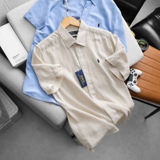 Sơ mi LINEN POLO nam.  Chất cải linen mềm - tưng - ko pha.