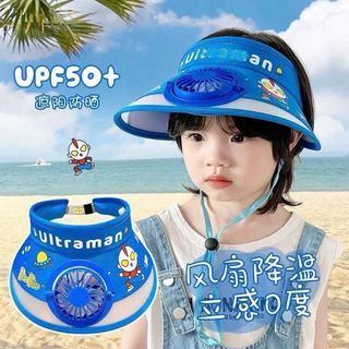 Mũ Chống Nắng Kèm Quạt USB 3 Tốc Độ Hoạ Tiết Dễ Thương Cho Bé.Nón Hở Chóp Vành Rộng Chống Tia UV UPF 50+
