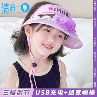 Mũ Chống Nắng Kèm Quạt USB 3 Tốc Độ Hoạ Tiết Dễ Thương Cho Bé.Nón Hở Chóp Vành Rộng Chống Tia UV UPF 50+