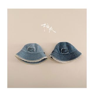 Mũ Bucket Jean Viền Ren Cho Bé – Mũ Tai Bèo Chống Nắng Thêu Hoạt Hình Dễ Thương AB73