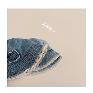 Mũ Bucket Jean Viền Ren Cho Bé – Mũ Tai Bèo Chống Nắng Thêu Hoạt Hình Dễ Thương AB73