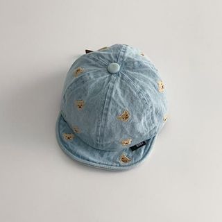 Mũ Lưỡi Trai Mềm Denim Thêu Gấu Cho Bé Trai Bé Gái – Nón Jean Hàn Quốc Dễ Thương, Thoáng Mát, Chống Nắng AB72