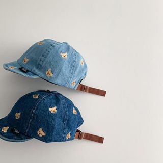 Mũ Lưỡi Trai Mềm Denim Thêu Gấu Cho Bé Trai Bé Gái – Nón Jean Hàn Quốc Dễ Thương, Thoáng Mát, Chống Nắng AB72