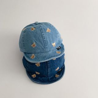 Mũ Lưỡi Trai Mềm Denim Thêu Gấu Cho Bé Trai Bé Gái – Nón Jean Hàn Quốc Dễ Thương, Thoáng Mát, Chống Nắng AB72