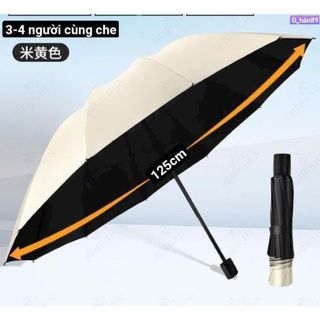 Ô Che Mưa, Nắng Siêu To 125cm - Dù Gấp Gọn Che Mưa Chống Nắng Cỡ Lớn 12 Nan Sắt Cứng Cáp Bền Bỉ