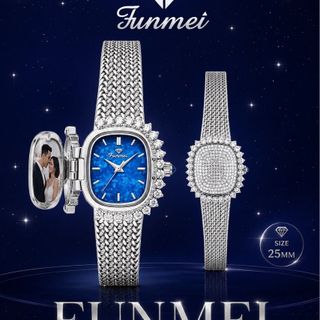 ĐỒNG HỒ NỮ CHÍNH HÃNG FUNMEI FL109 MEMORIES DÂY LƯỚI MĂT VUÔNG ĐÍNH ĐÁ  FULLBOX