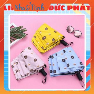 Ô dù che mưa che nắng hình gấu gấp gọn chống tia uv vải dù bền hnhiều màu sắc