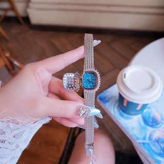 ĐỒNG HỒ NỮ CHÍNH HÃNG FUNMEI FL109 MEMORIES DÂY LƯỚI MĂT VUÔNG ĐÍNH ĐÁ FULLBOX
