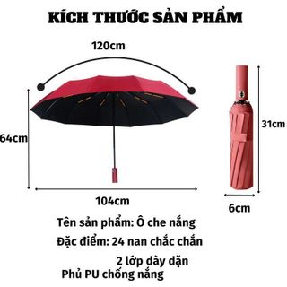 ô che mưa,ô tự động,ô dù đóng mở tự động 24 nan chắc chắn màu sắc đa dạng đi mưa nắng tiện lợi