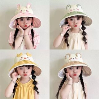 Mũ Vành Rộng Che Nắng Cho Bé 2-10 Tuổi , Nắng Hở Chóp Họa Tiết Hoạt Hình Dễ Thương Cho Bé